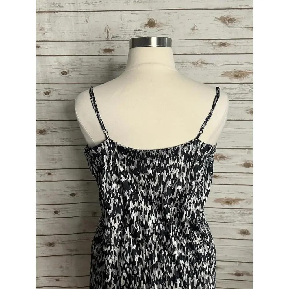 Express monochromatic metallic abstract satin cowl neck midi slip dress Size XL